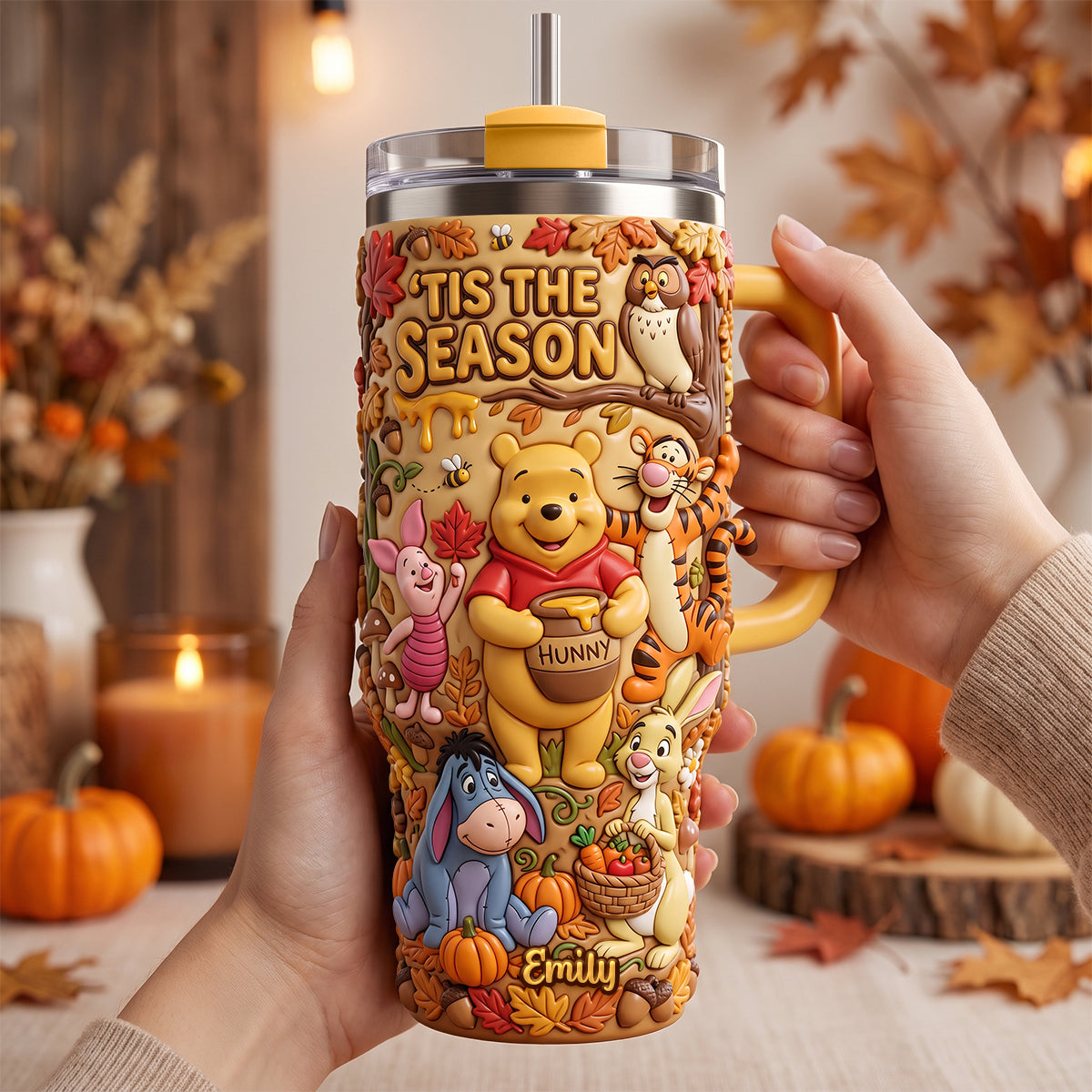 Cozy Woodland Autumn Colorful 40oz Tumbler With Handle - Personalized Gifts 07TYDH240726