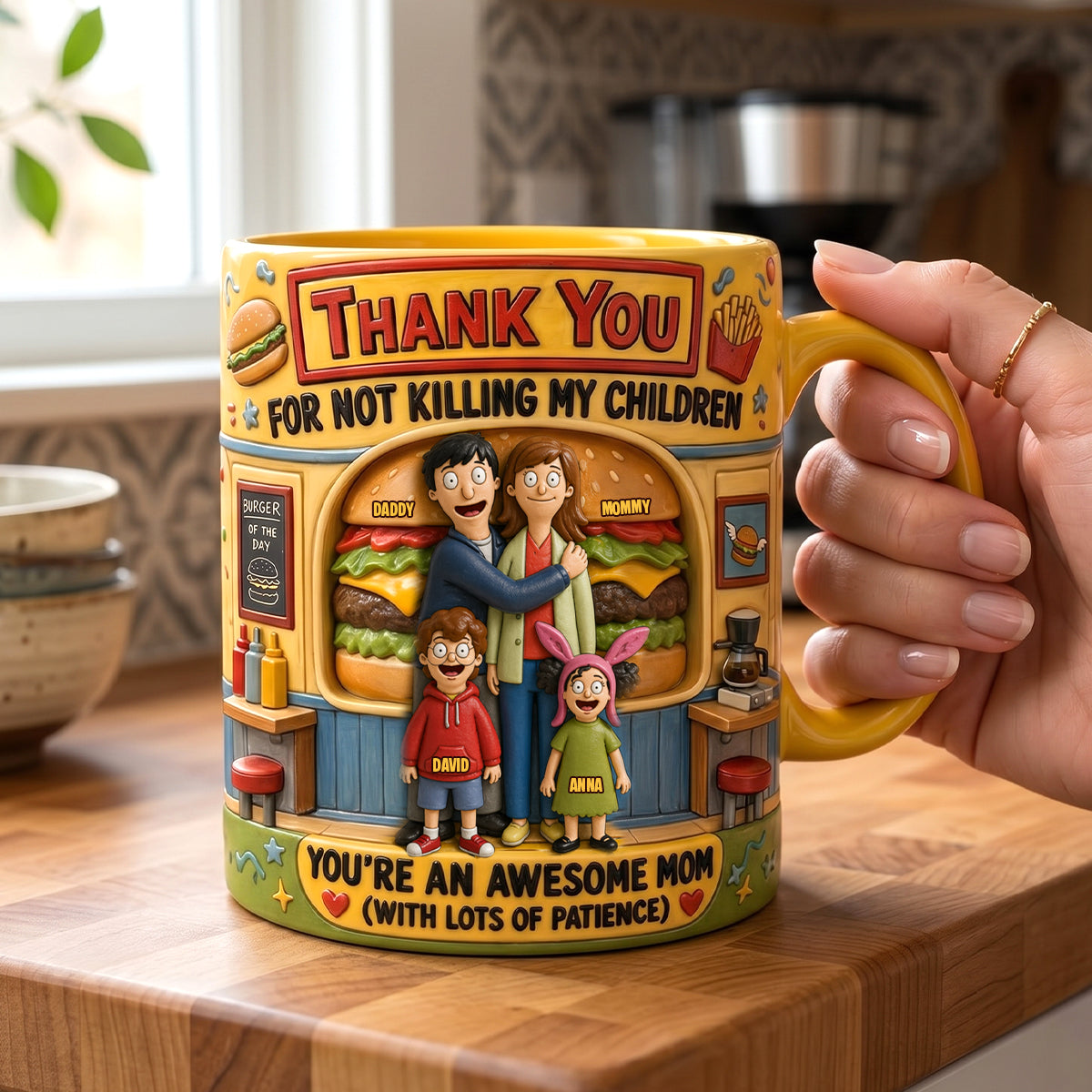 Fun Mom With Most Patience Yellow Accent Mug - Personalized Mother's Day Gifts For Wife 05QHTN240426HG-Homacus