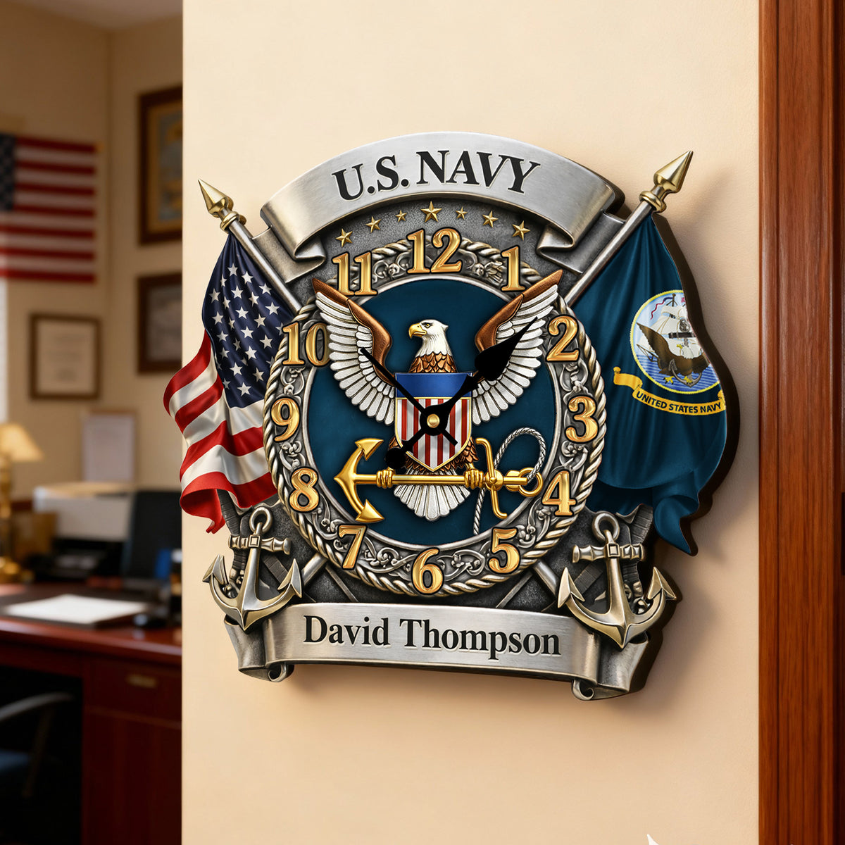 Veteran Wall Clock - Personalized Gifts For Military 1 Layer Acrylic Hanging Wall Clock HUVP030626-Homacus