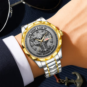 Biker Behind Bars Stainless Steel Men's Watch, Personalized Gifts For Motorcycle Lovers 03qhqn310725-Homacus