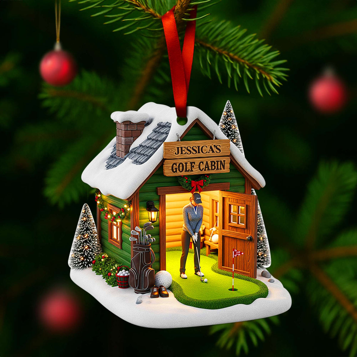 Golf Cabin Christmas Ornament - Personalized Gift For Golfers 05OHLU140825-Homacus