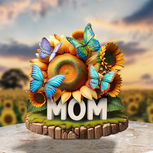 Butterfly Kids On Sunflowers Acrylic Plaque - Personalized Gifts For Mom 01QHPU010425-Homacus