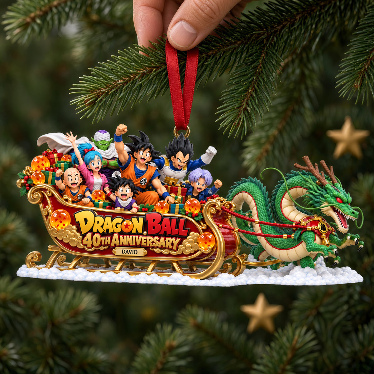 Warriors And Magical Creature Pulling A Christmas Sleigh Acrylic Ornament - Personalized Christmas Gifts 08ohlu091026-Homacus
