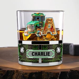 Rustic Tractor Initials Name Drinking Glass - Personalized Gifts For Tractor Lovers 03TGLU250825-Homacus