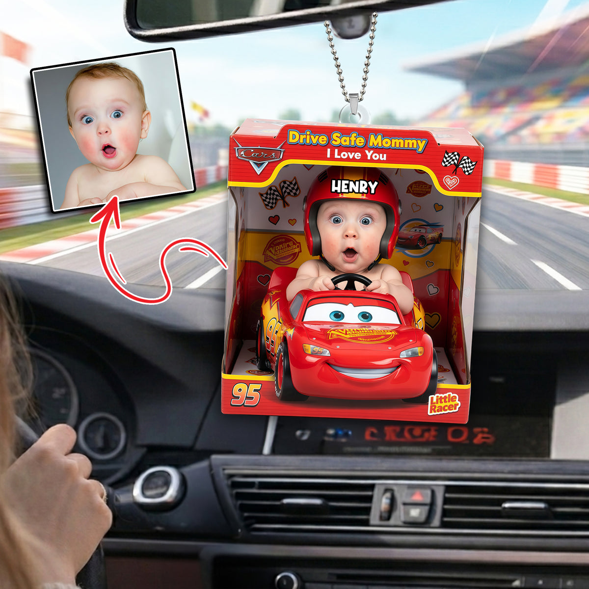 Drive Safe Mommy Car Car Ornament - Custom Photo Gifts For Mom Car Ornament 02NALU250326-Homacus