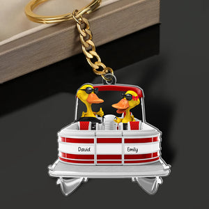 Festive Ducks On A Pontoon – Custom Christmas Keychain For Boating Fans 02qhqn181224-Homacus
