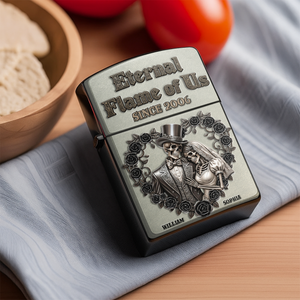 Eternnal Flame Of Us - Black Rose and Skull Couple Lighter - Personalized Gift For Couple-Homacus