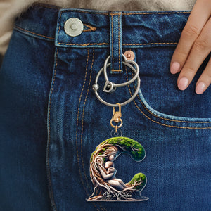 Personalized Gift For Mom Alphabet Keychain, Mom Tree Hugging Kid Custom Initial Letter 01qhmh280225-Homacus