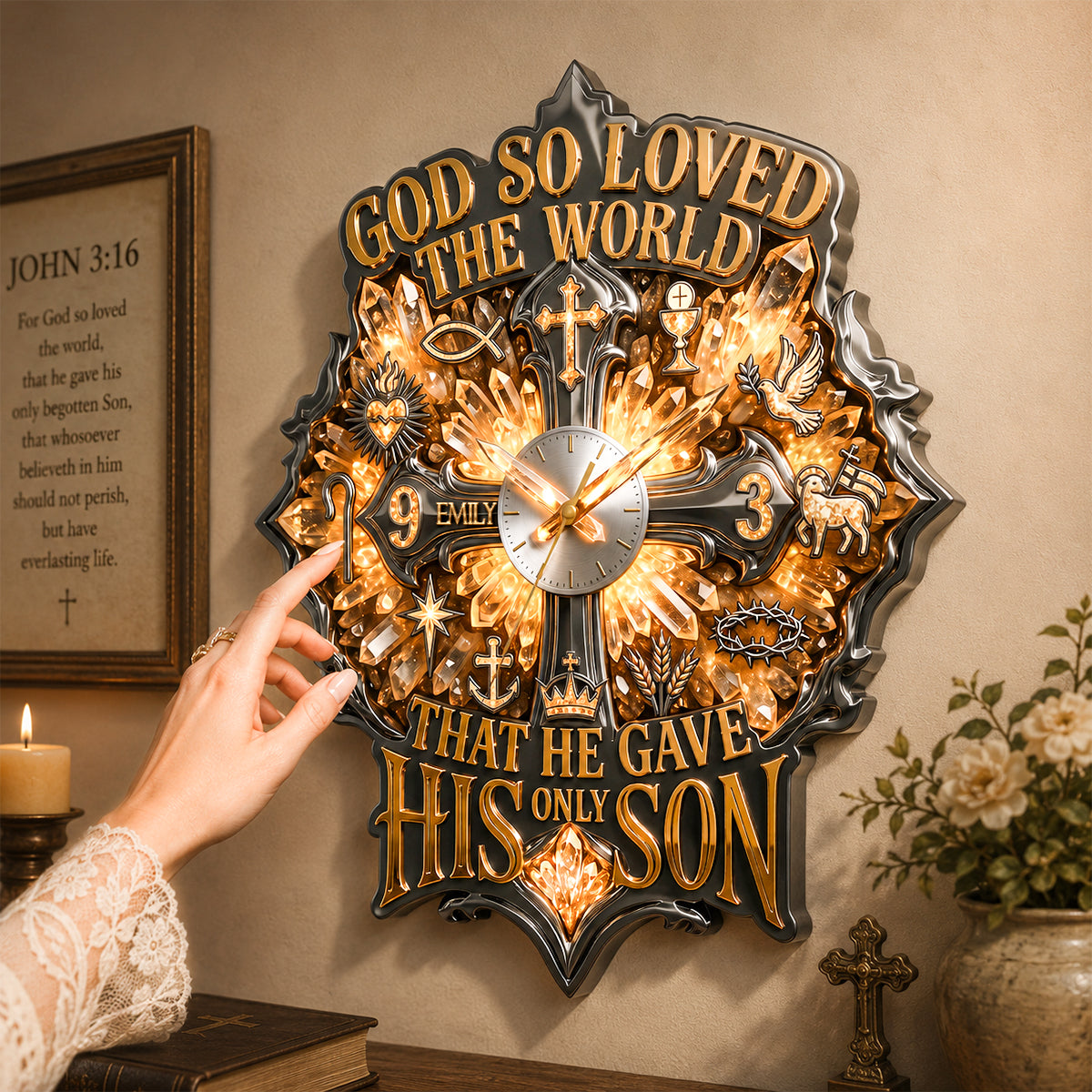 Faith & Grace Acrylic Wall Hanging Clock - Personalized Gifts For Christian 05qhdh230726-Homacus