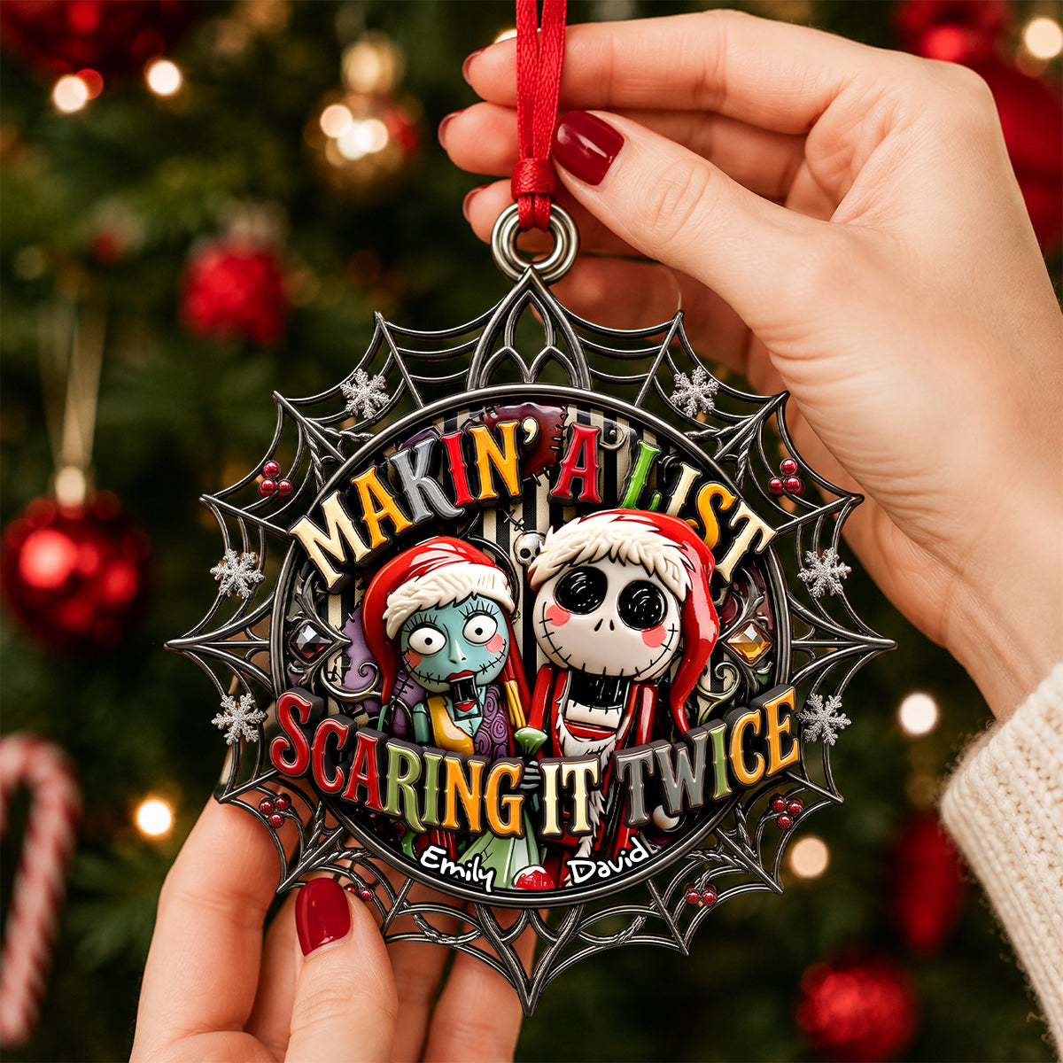 Scaring Couple Acrylic Ornament - Personalized Gifts For Christmas 03padh150826