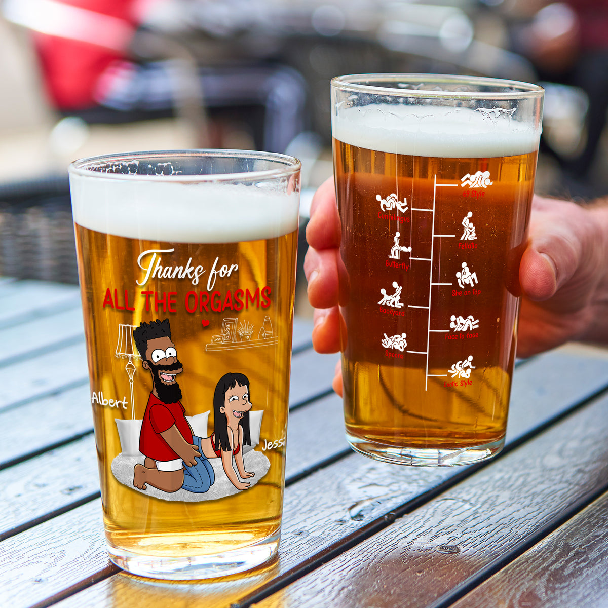Mischievous Couple Beer Glass - Personalized Gifts For Couples 05OHLU140625-Homacus