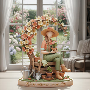 Gardening Girl Acrylic Plaque - Personalized Gifts 02pglu051225-Homacus
