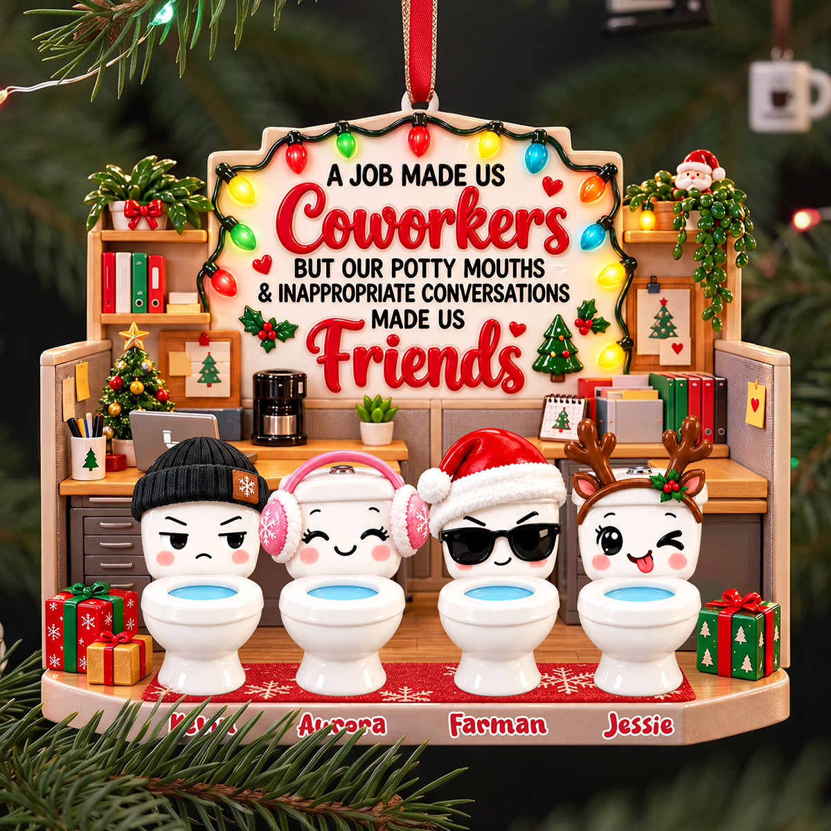 Funny Work Besties Christmas Ornament - Personalized Gifts For Coworker 02nata091026-Homacus