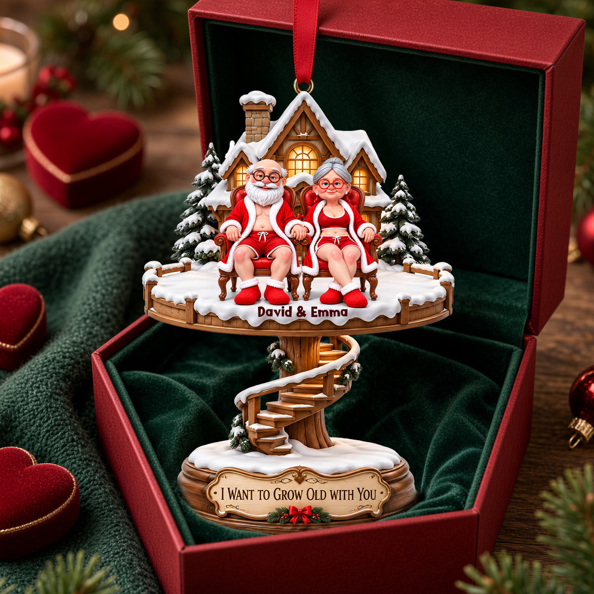 Lovely Old Couple Acrylic Ornament - Personalized Christmas Gifts For Couples 04ohlu131026-Homacus