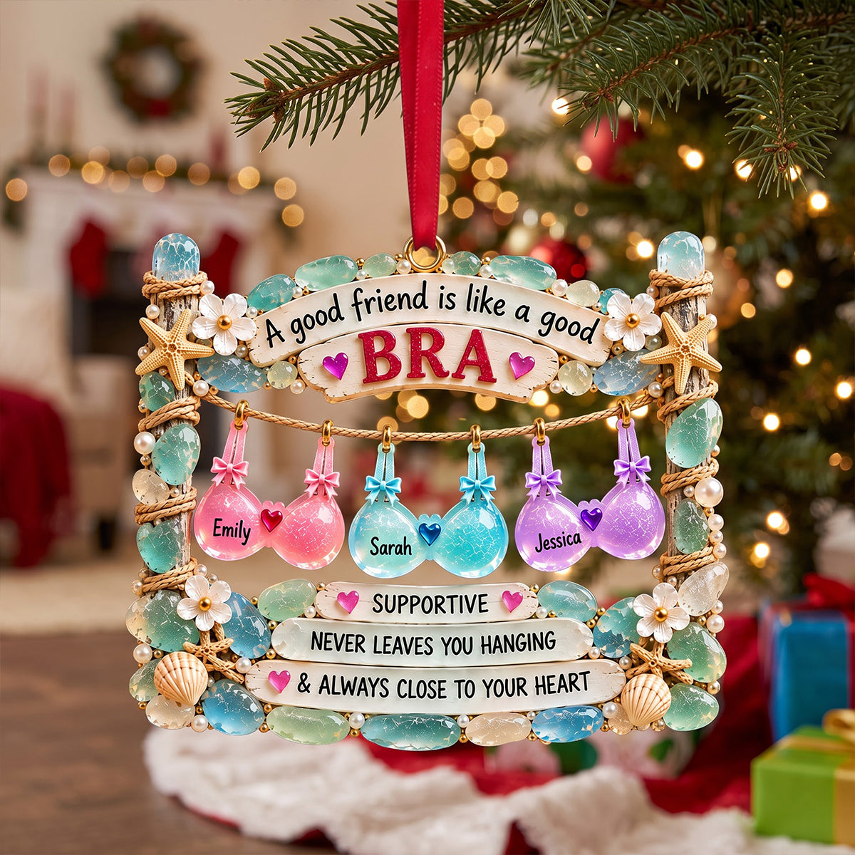 Besties Bra Acrylic Ornament - Personalized Gifts For Besties 01natn161026