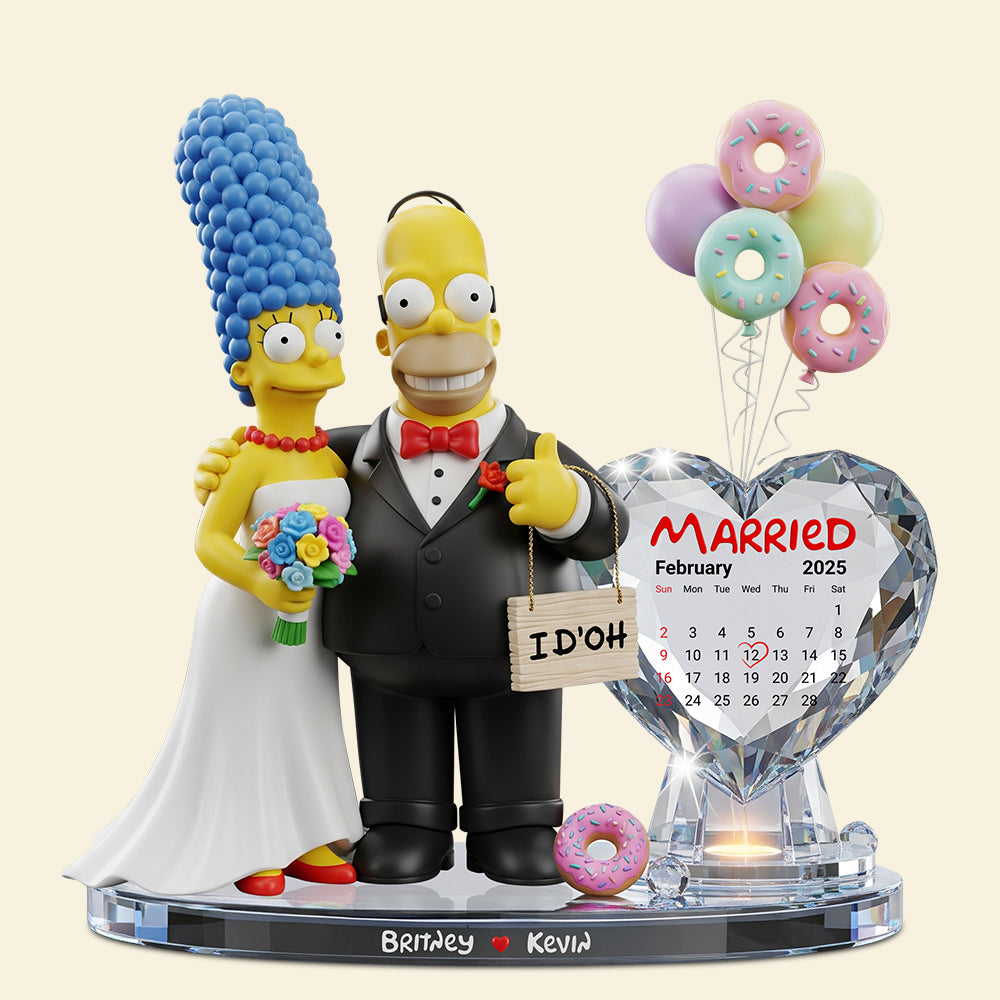 Yellow Cartoon Wedding Couple Plaque - Personalized Gifts For Couple 02nadt050625-Homacus