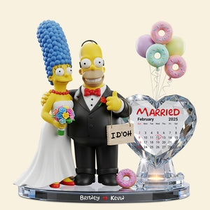 Yellow Cartoon Wedding Couple Plaque - Personalized Gifts For Couple 02nadt050625-Homacus