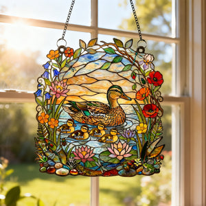Ducky Mom Suncatcher Ornament - Personalized Gifts For Mom 04TYTN260226-Homacus