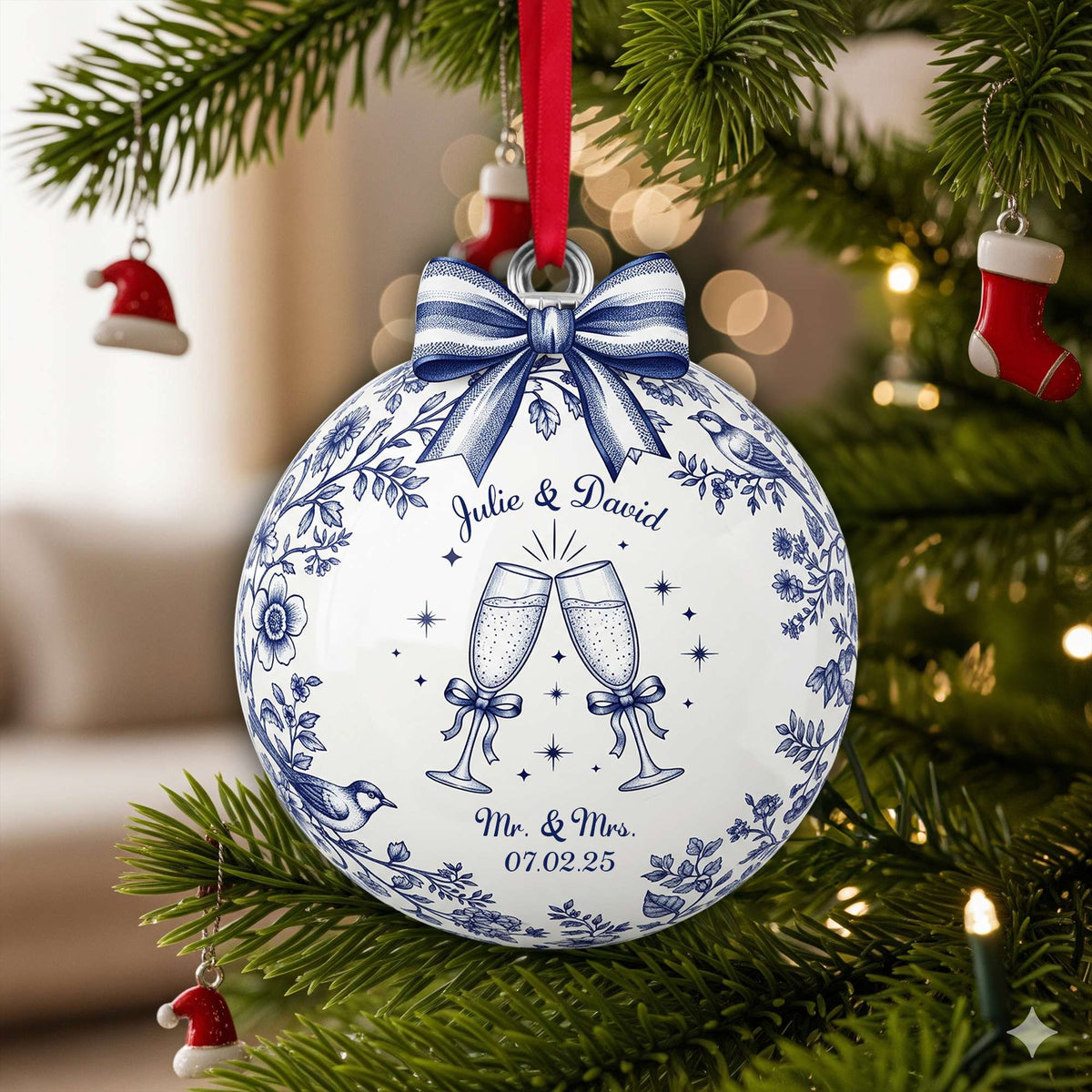 Happily Engaged Couple Ornament - Personalized Christmas Gifts For Couples 01PGLU060925-Homacus