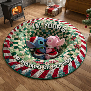 Kissing Alien Couple Round Mat - Personalized Christmas Gift For Couples 02NALU260925-Homacus