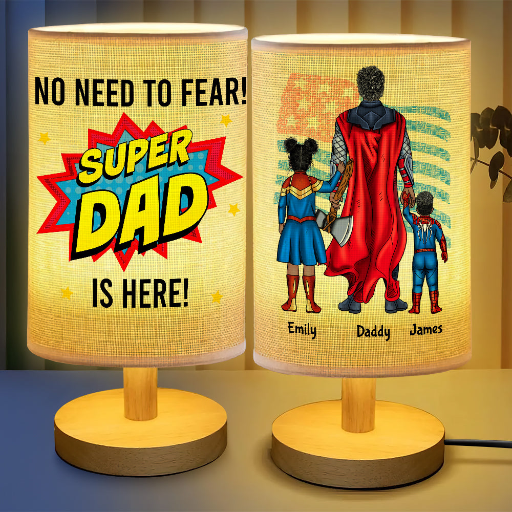 Super Dad Is Here Table Lamp Personalized Gift For Dad 04HUDT270325PA-Homacus