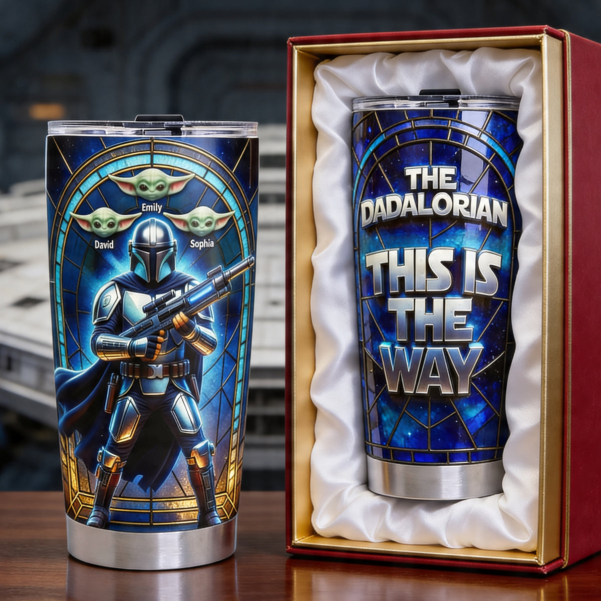 Sci-fi Theme Dad And Kids 20oz Tumbler - Personalized Gifts For Father's Day Tumbler 04TOQN150426-Homacus