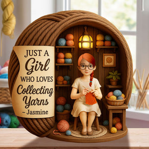 Collecting Yarn Girl Acrylic Plaque - Personalized Gifts For Knitting Lovers 06TOLU190725-Homacus