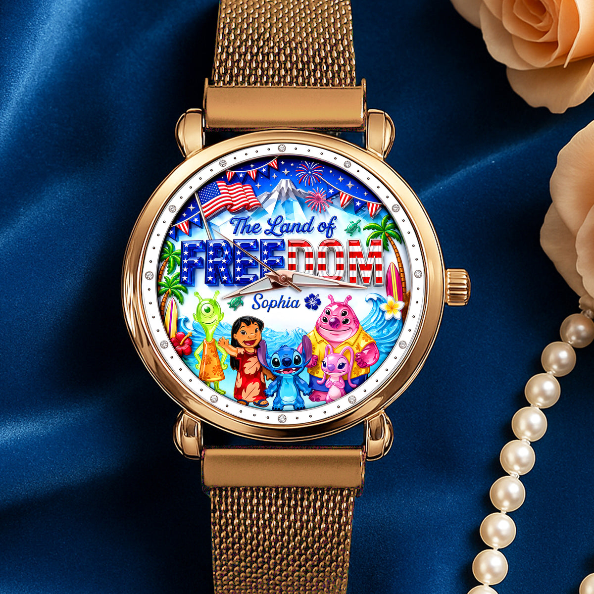 The Land Of Freedom Mesh Strap Quartz Watch - Personalized Anniversary Gift 01PAQN060626-Homacus