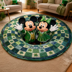 St Patrick's Day Couple Quilted Round Mat Personalized Gifts 01PGTA230226-Homacus