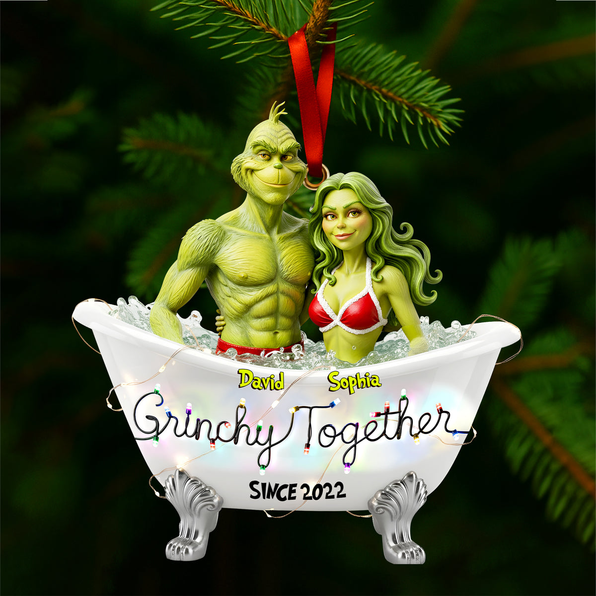Bathtub Couple Together Ornament - Personalized Gift For Couples 02TOLU231025-Homacus