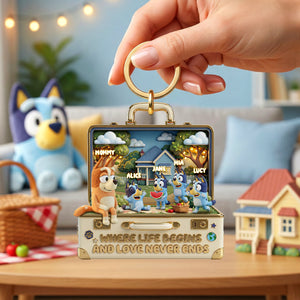 Puppy Kid And Mom Keychain - Personalized Gifts For Mother's Day Keychain 02PADH100426-Homacus