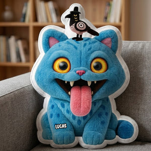 Blue Mischief Cat Shaped Pillow Personalized Gifts 03natn081125-Homacus