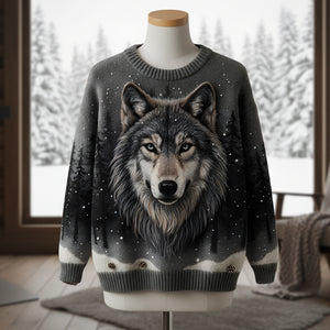 The Wild Wolf Ugly Sweater - Personalized Gifts For Wolf Lovers 10PALU011125-Homacus