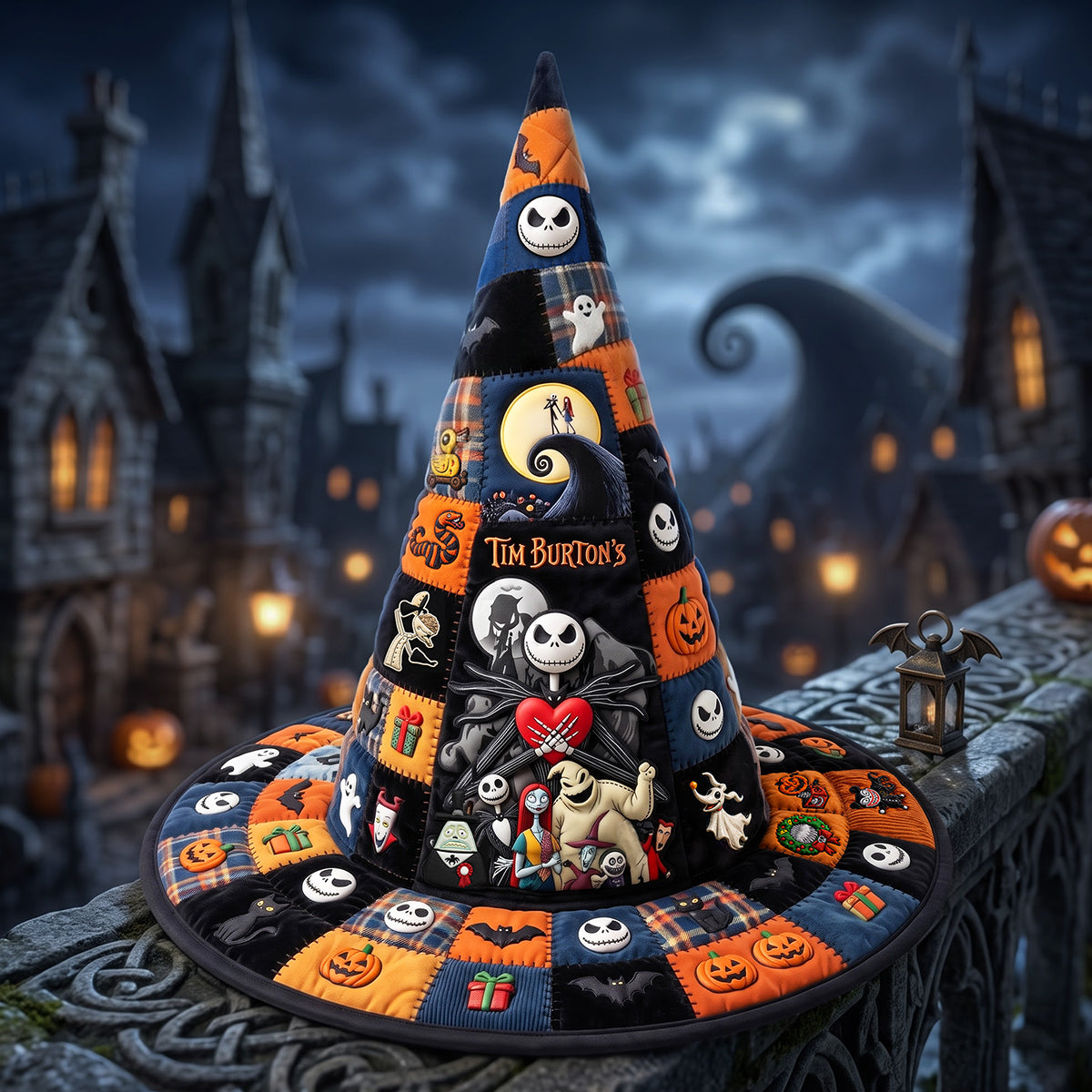 Dramatic Halloween Night Quilted Witch Hat, Personalized Gifts 02qhta150826