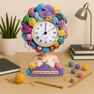 Yarn Head Girl Desk Clock - Personalized Christmas Gifts For Knitter & Crocheter 04QHTN030625-Homacus