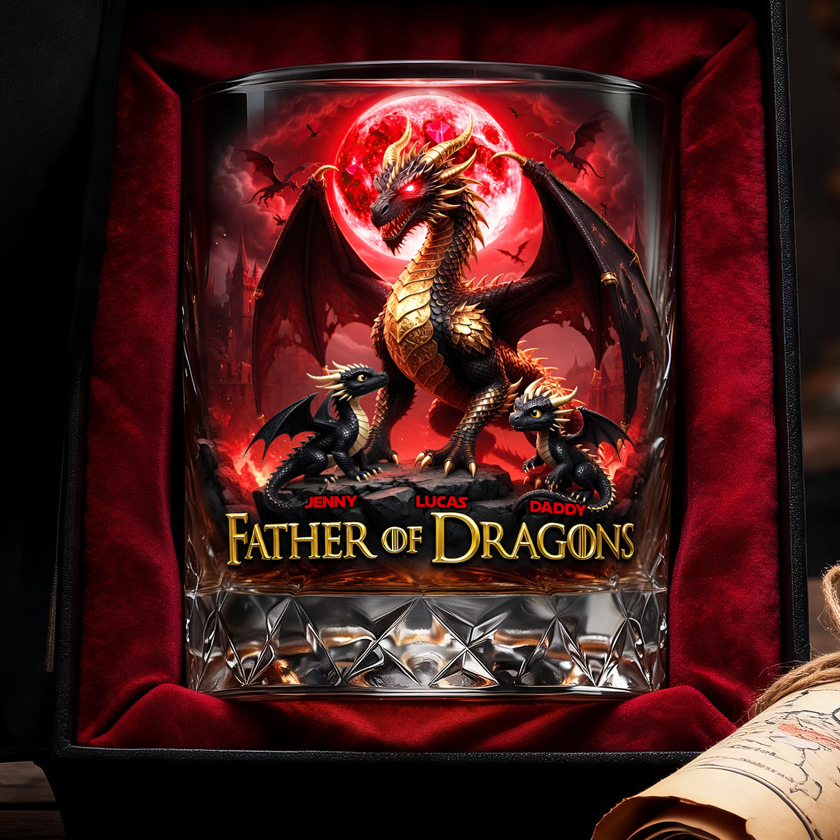 Father Of Dragons Round Glass - Personalized Gifts For Dad 04tydt210526-Homacus