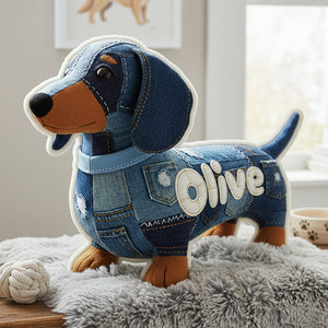 Cute Denim Dog Custom Shape Pillow - Personalized Gifts For Dog Lovers 01pgta021225-Homacus