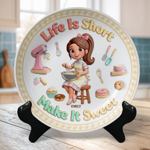 Baking Girl Ceramic Round Plate - Personalized Gifts For Baking Lovers 02pgqn260126-Homacus