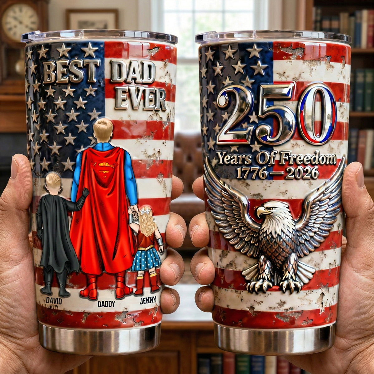Proud American 250th Anniversary Tumbler - Personalizeed Gift For Dad 04NATN020326-Homacus