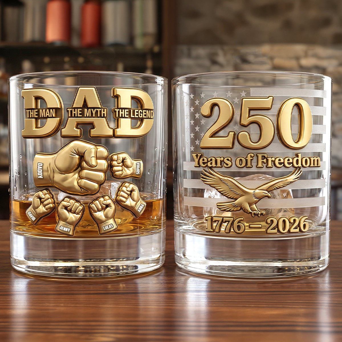 USA 250th Anniversary Round Glass - Personalized Gifts For Dad 04natn030326-Homacus