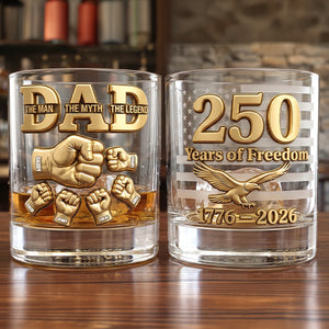 USA 250th Anniversary Round Glass - Personalized Gifts For Dad 04natn030326-Homacus