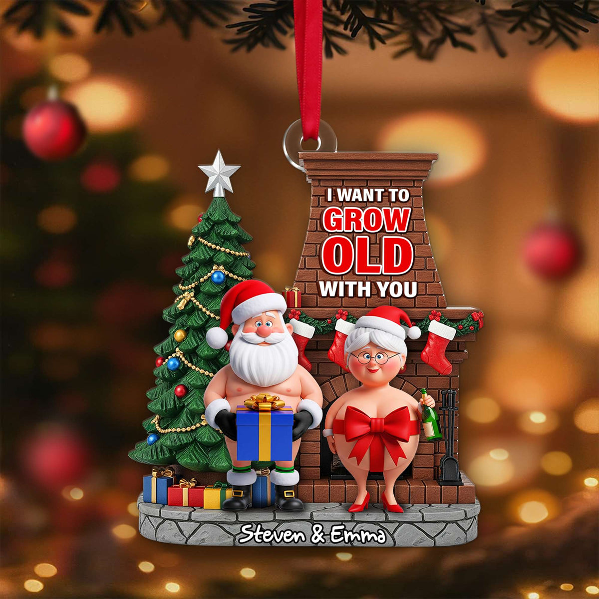 Funny Old Couple Ornament - Personalized Christmas Gift For Couple 02NALU190825-Homacus