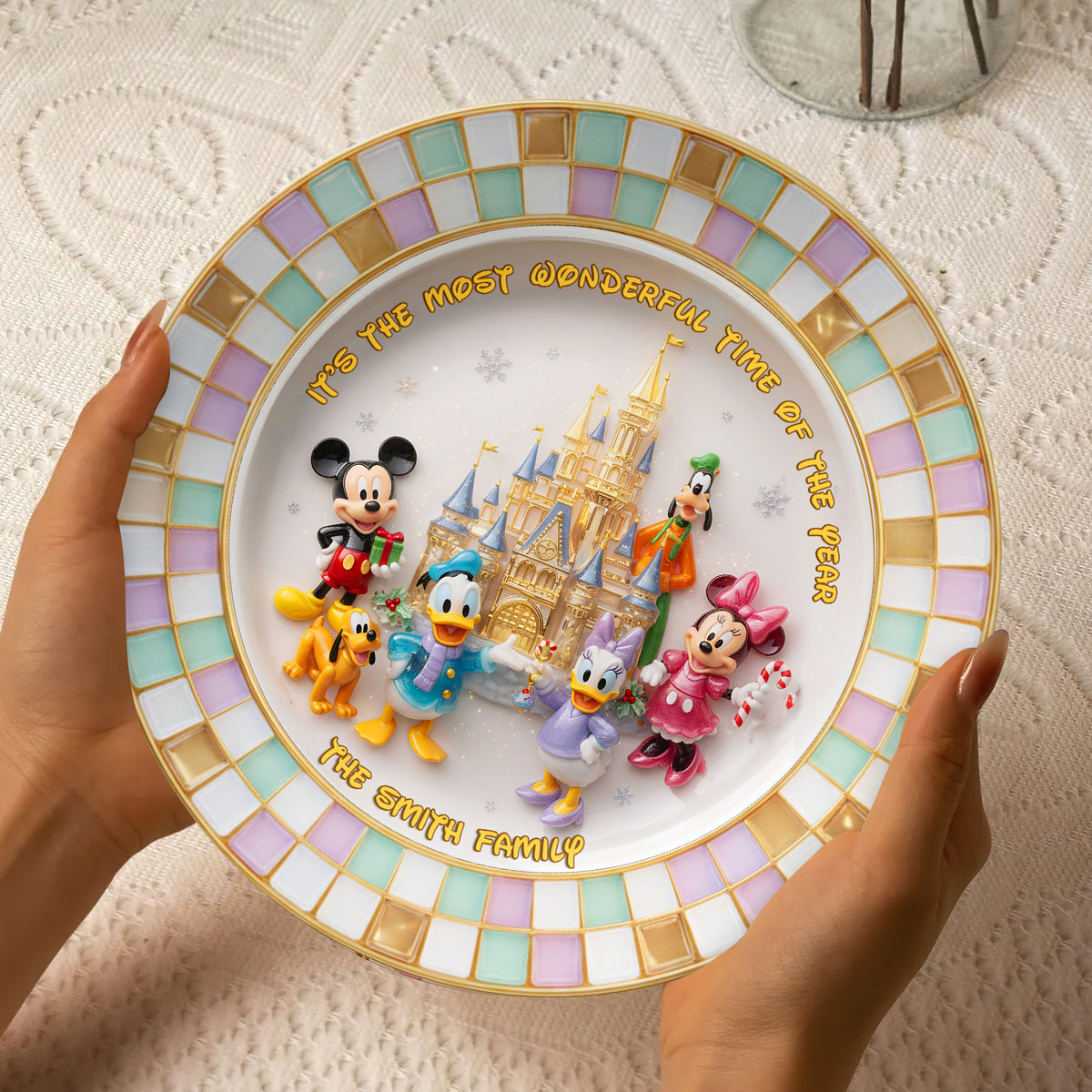 Magical Family Ceramic Round Plate - Personalized Gift For Family 03PGLU101025-Homacus