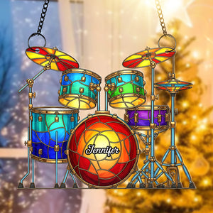 Colorful Drum Kit Suncatcher Ornament – Personalized Christmas Gifts For Drum Kit Lovers 02pgqn290725-Homacus