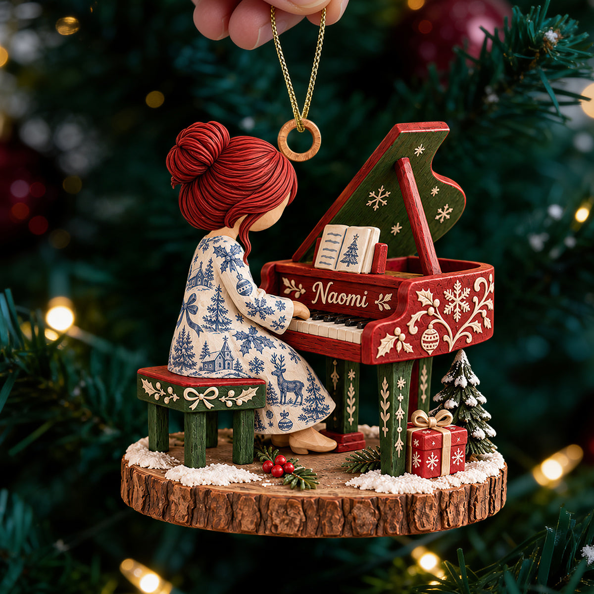 Pianist Girl Christmas Ornament - Personalized Gifts For Piano Lovers 04padt120926-Homacus