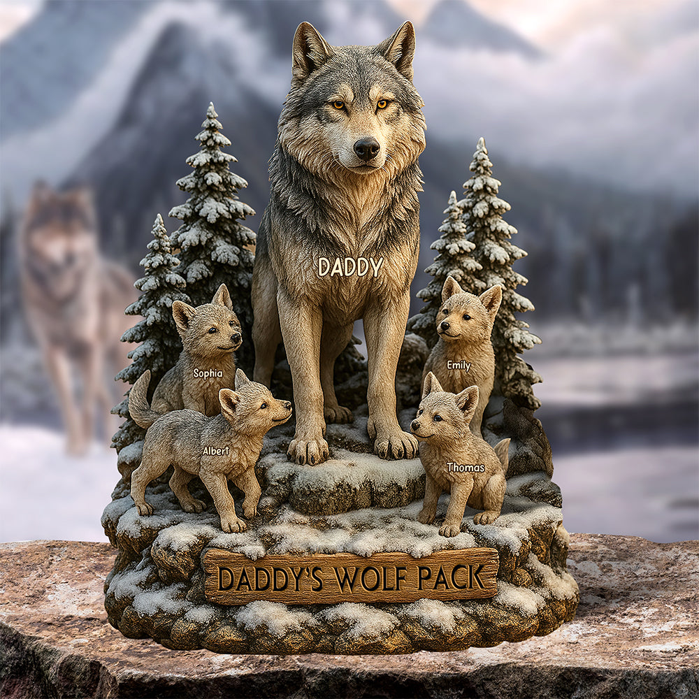 Wolf Dad Plaque - Personalized Gifts For Dad 01xqqn160425-Homacus
