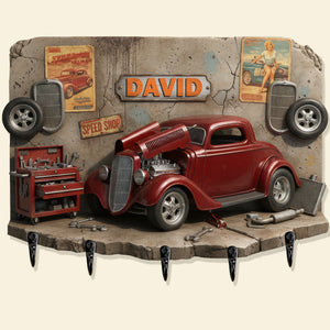 Vintage Car Garage Key Hanger - Personalized Gifts For Car Lovers 01KIQN130126-Homacus
