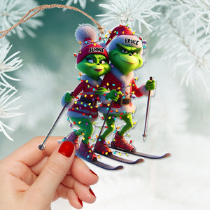 Personalized Gifts For Couples, Green Monsters Skiing Acrylic Ornament 01OHLU221124-Homacus