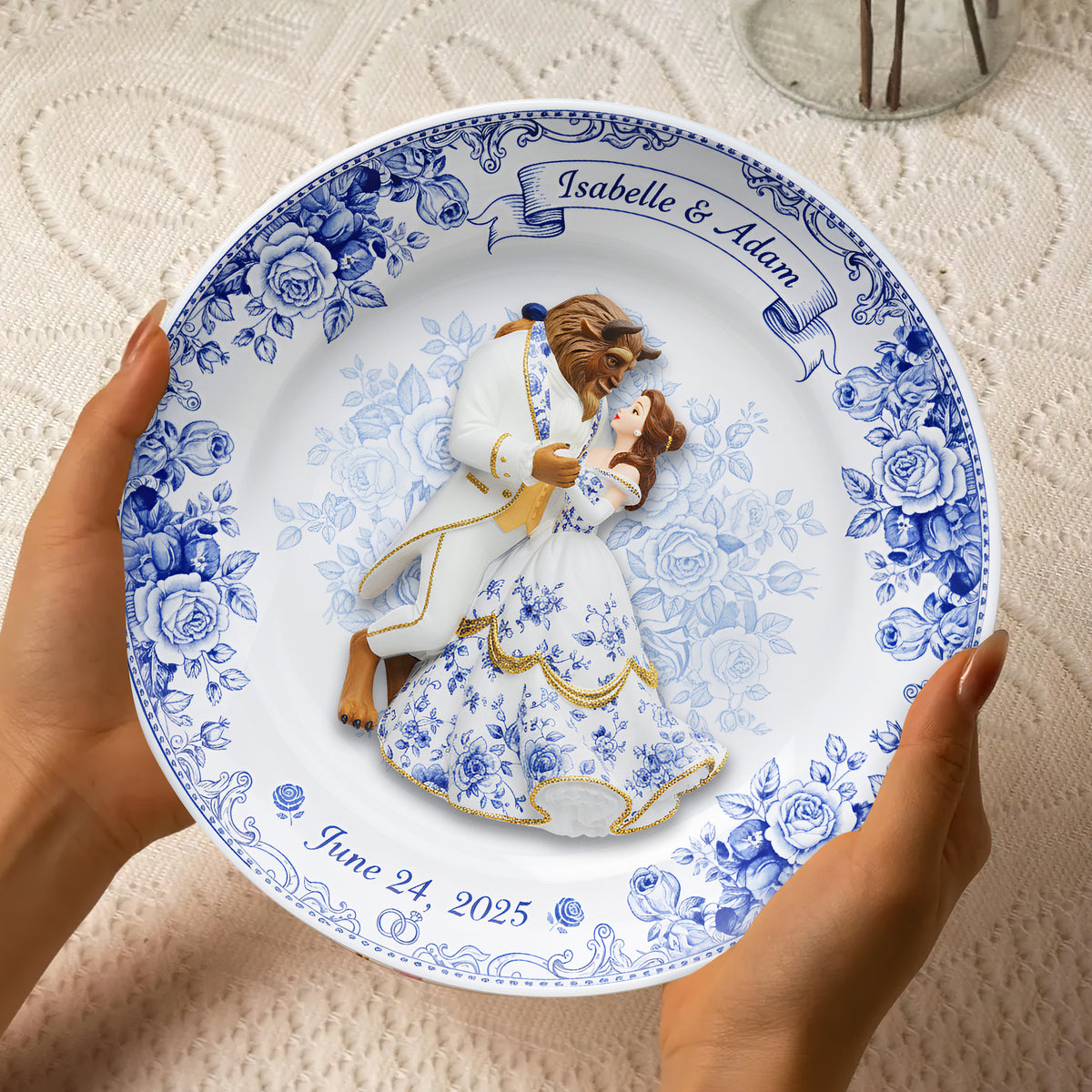 Fairytale Love Story Round Plate - Personalized Gift For Couples 07PALU131025-Homacus