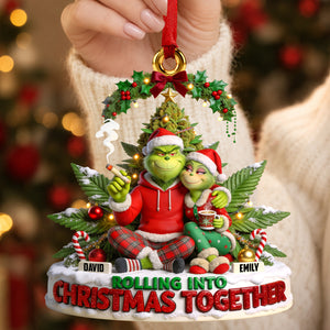 Rolling Into Christmas Together Acrylic Ornament - Personalized Gift For Couples 06TODH150926-Homacus